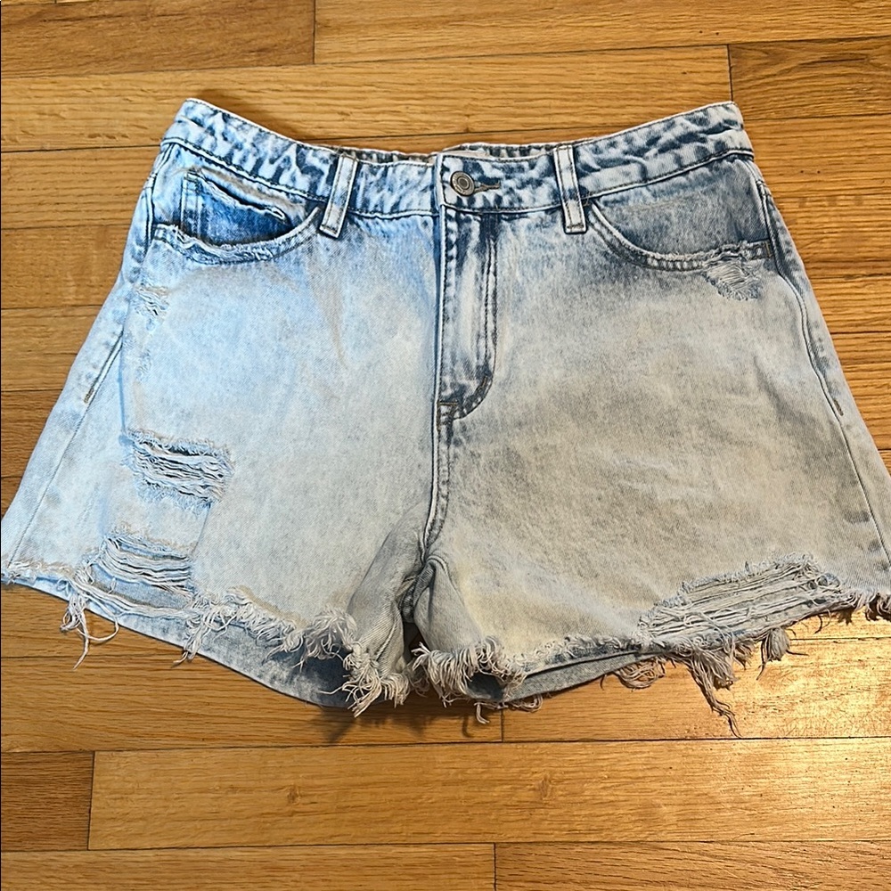 Light Wash Distressed Womens Denim Shorts